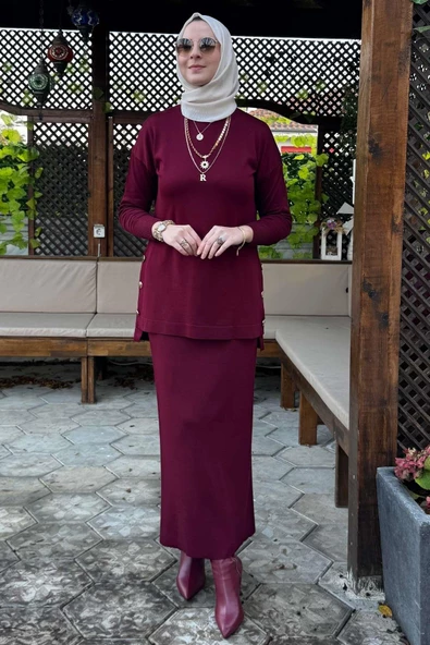 Sezen Triko Takım Bordo - Resim 3