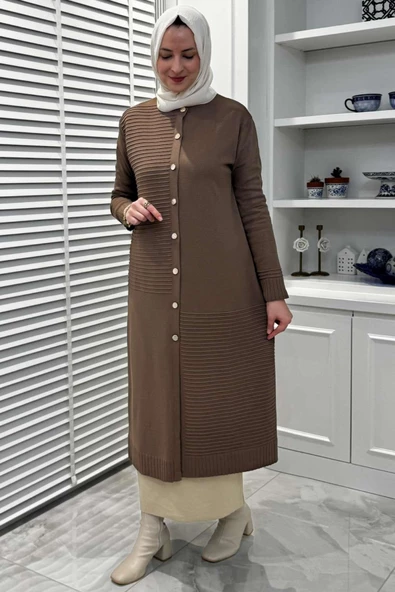 Manolya Sütlü Kahve Triko Hırka - Resim 9