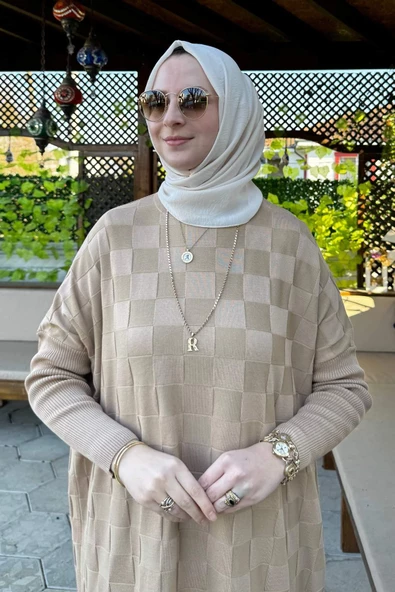 Arzu Triko Tunik Bej - Resim 2
