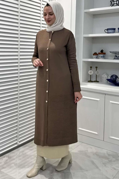 Manolya Sütlü Kahve Triko Hırka - Resim 4