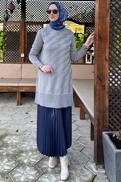 Bilge Triko Tunik Gri ürün görseli 1