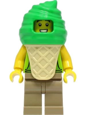 Lego Minifigür Ice Cream Vendor - Male, Lime Hoodie, Bright Green Ice Cream Suit ürün görseli 1