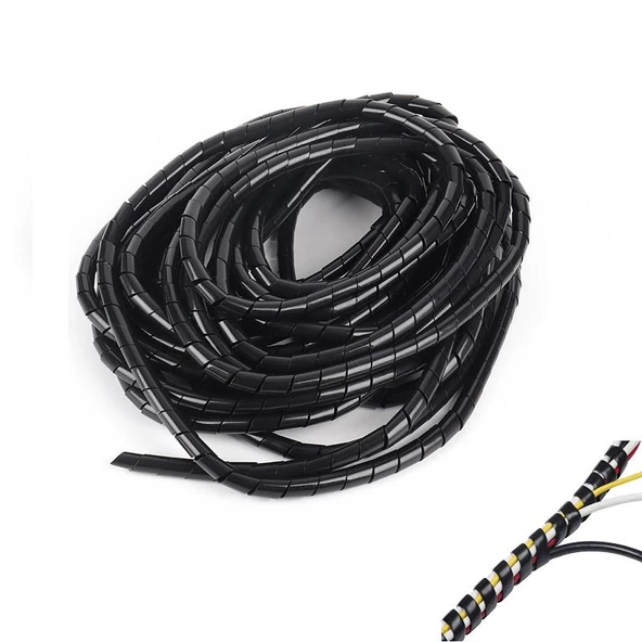 Kablo Toplama Spirali Helezon 30 mm 5 Metre Siyah ürün görseli 1
