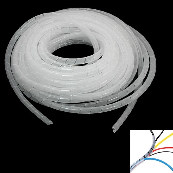 Kablo Toplama Spirali Helezon 8 mm 10 Metre Beyaz ürün görseli 1