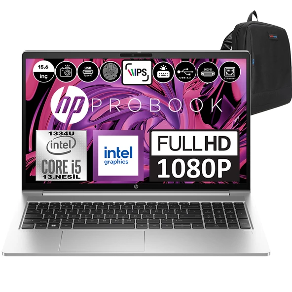 Hp Probook 450 G10 Intel Core I5 1334U 32GB 1tb SSD Intel® Iris® Xᵉ Freedos 15.6" Fhd Taşınabilir Bilgisayar 9B9H3EAF11 + Weblegelsin Çanta ürün görseli 1