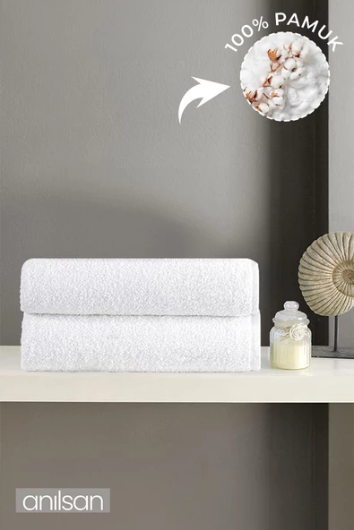 2'li Beyaz El Havlusu - 50x90 Cm, 225 Gr, %100 Pamuk, Spa Ve Otel Havlusu ürün görseli 1