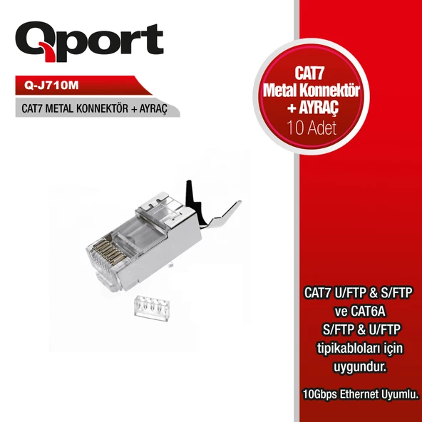 QPORT Q-J710M CAT7 KONNEKTÖR VE AYRAÇ 10 ADET ürün görseli 1