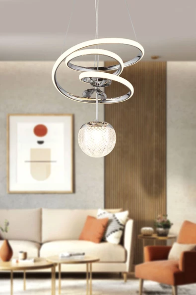 EY-EL TASARIM Kaos Mini Modern Sarkıt Led Avize Taşlı - Resim 2