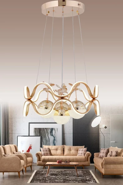 EY-EL TASARIM Modern 4 Lü Ledli Gold 3 Renk Sarkıt Avize ürün görseli 1