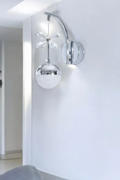 EY-EL TASARIM ŞIK SARKIT LED APLİK KROM KRİSTAL TAŞLI ürün görseli 1