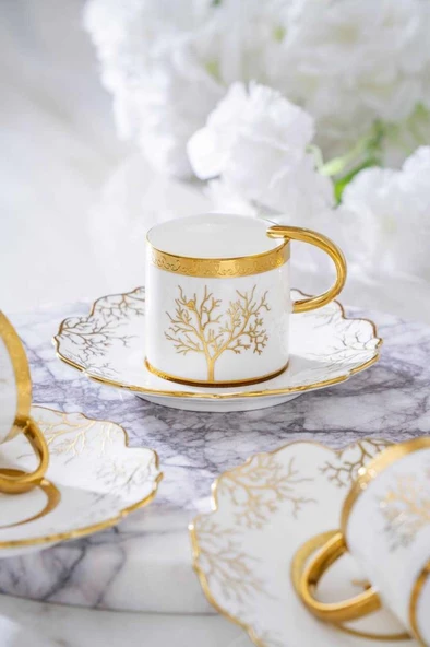 Acar Kıeran Gold 6 Kişilik Kahve Fincanı Takımı HXF-06801 ürün görseli 1