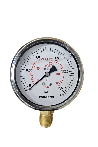 ÇAP 100 ALTTAN 2,5 BAR GLİSERİNLİ MANOMETRE - PAKKENS ürün görseli 1
