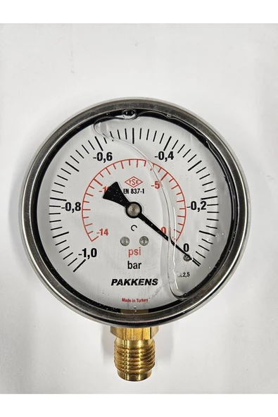 ÇAP 100 ALTTAN -1/0 BAR GLİSERİNLİ VAKUMMETRE - PAKKENS ürün görseli 1