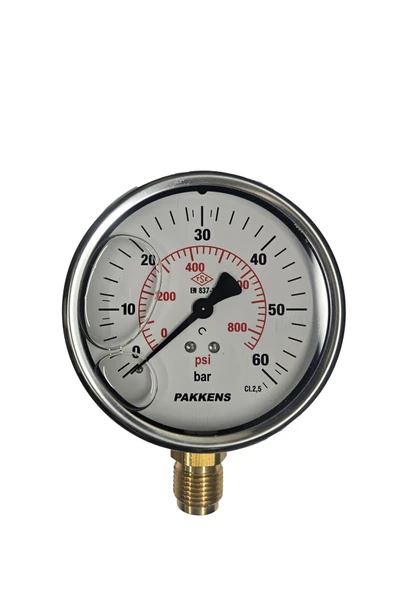 ÇAP 100 ALTTAN 60 BAR GLİSERİNLİ MANOMETRE - PAKKENS ürün görseli 1