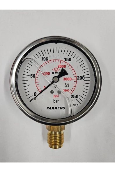 ÇAP 100 ALTTAN 250 BAR GLİSERİNLİ MANOMETRE - PAKKENS ürün görseli 1