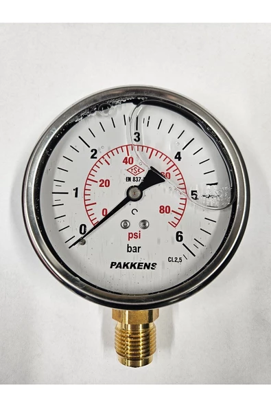 ÇAP 100 ALTTAN 6 BAR GLİSERİNLİ MANOMETRE - PAKKENS ürün görseli 1