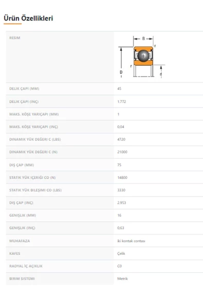 6009-2RS - 45X16X75 - TIMKEN - Resim 2
