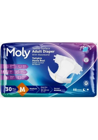 Moly Belbantlı Medium (M) 30'Lu 4 Adet Yetişkin Hasta Bezi ürün görseli 1