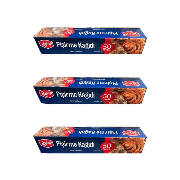 Roll-Up Beyaz Yağlı Fırın Tepsi Pişirme Kızartma Kağıdı - 37 Cm. x 50 Metre - 3 Adet ürün görseli 1