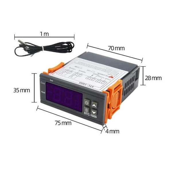 Stc-1000 AC 110-220V 10a Lcd Ekran Sıcaklık Kontrol Termostatı Ntc Problu ürün görseli 1