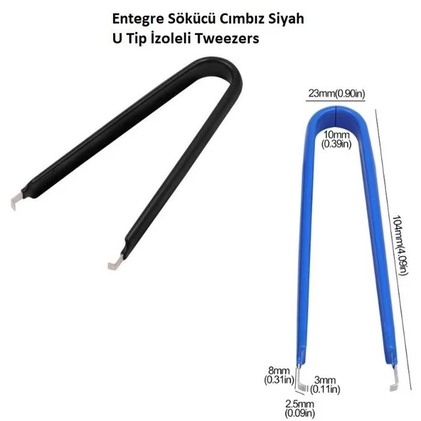 Entegre Sökücü Cımbız Siyah U Tip İzoleli Tweezers 105mm ürün görseli 1