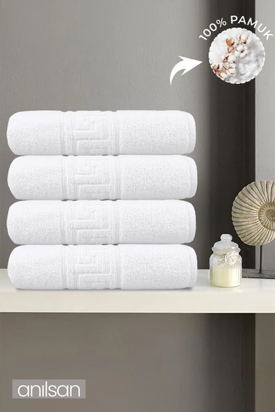 4'lü Greek Beyaz Banyo Havlusu - 70x140 Cm, 490 Gr, %100pamuk, Spa Ve Otel Havlusu ürün görseli 1