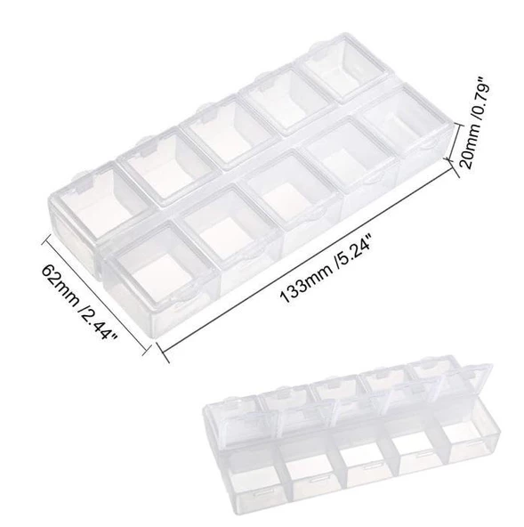 Organizer Malzeme Kutusu 10 Bölmeli Şeffaf PBB040-17 (#22) Setbox 130x55x20mm ürün görseli 1