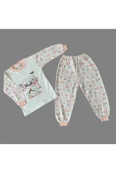 Ayıcıklı Kız Çocuk Pamuklu Pijama Takımı ürün görseli 1