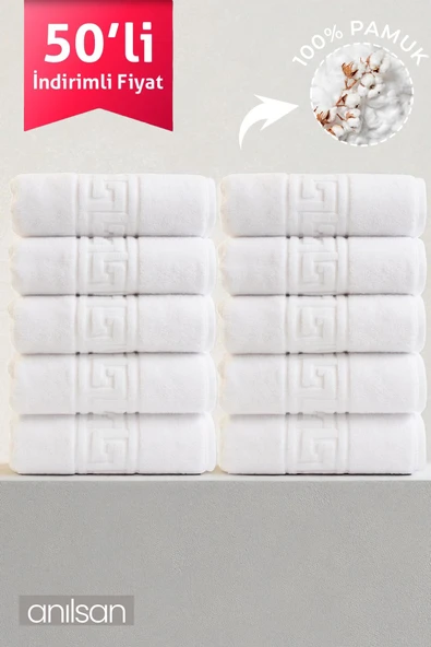 50'li Greek El Havlusu - 50x90 Cm, 225gr, %100 Pamuk, Spa Ve Otel Havlusu ürün görseli 1