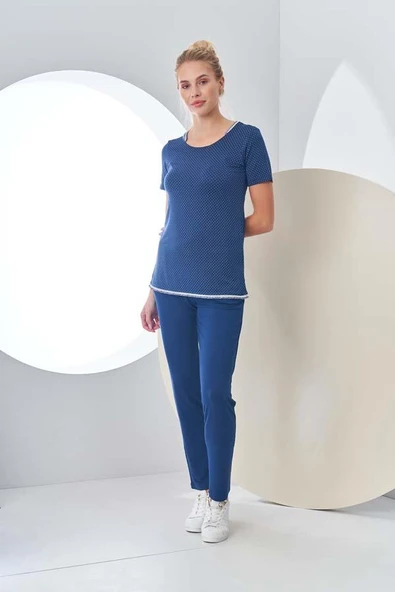 Pjs 24200 Kadın Puantiyeli Yarım Kollu Pijama Takım ürün görseli 1
