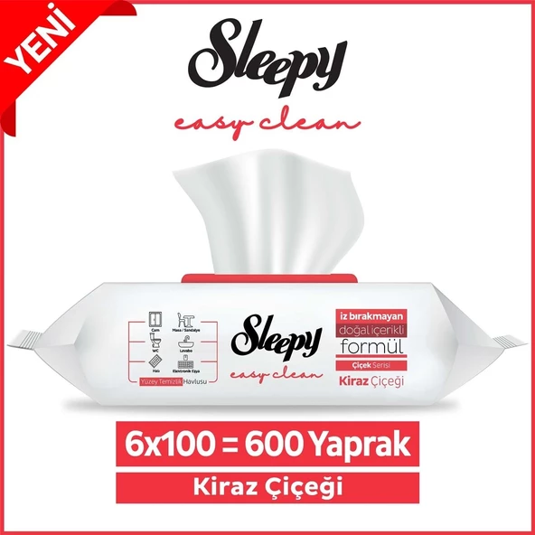Sleepy Easy Clean Kiraz Çiçeği Yüzey Temizlik Havlusu 6X100 (600 Yaprak) ürün görseli 1