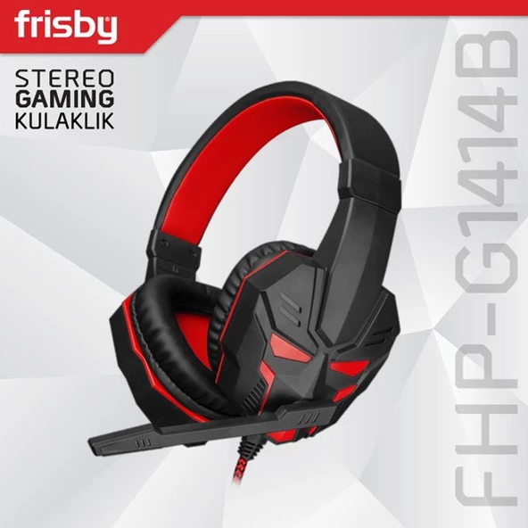 FRISBY FHP-G1414B Stereo USB+3.5mm Jack Led Aydınlatma Siyah/Kırmızı Gaming Mikrofonlu Kulaklık ürün görseli 1