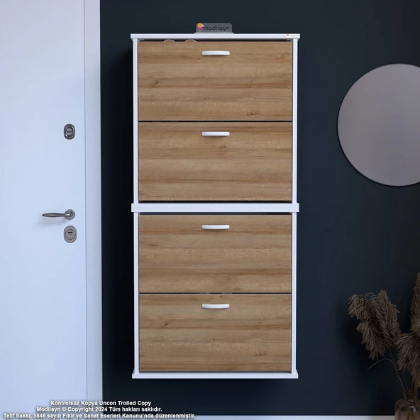 Modilayn UMAY' 2 Li Asma Antre Hol 72x156x25, 5 cm’ lik 4 Düşer Kapak 8 Göz Bölmeli Ayakkabılık ürün görseli 1