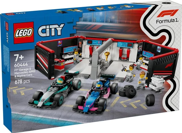 LEGO City 60444 F1 Garage and Mercedes-AMG and Alpine Cars ürün görseli 1