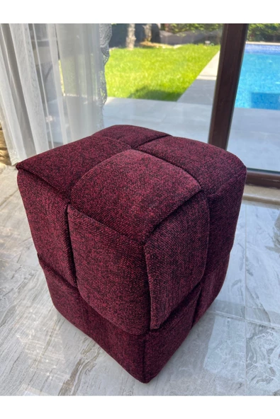 Holm Ev Design Özel Tasarım Kare Örgü Bukle Kumaş Silinebilir Puf ürün görseli 1