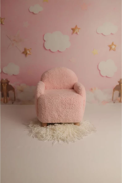 Holm Ev Design Teddy Kumaş Ahşap Ayaklı Çocuk Bebek Koltuğu Berjer ürün görseli 1