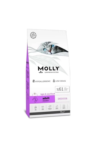 Molly Tavuklu Light Kısırlaştırılmış Kedi Maması 2 kg ürün görseli 1