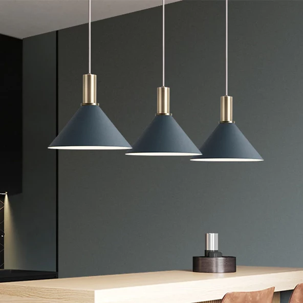 Rsylight Retro Metal Masa Üstü  3 Lü Gri Rustik Dekoratif Sarkıt Avize 100 cm ürün görseli 1