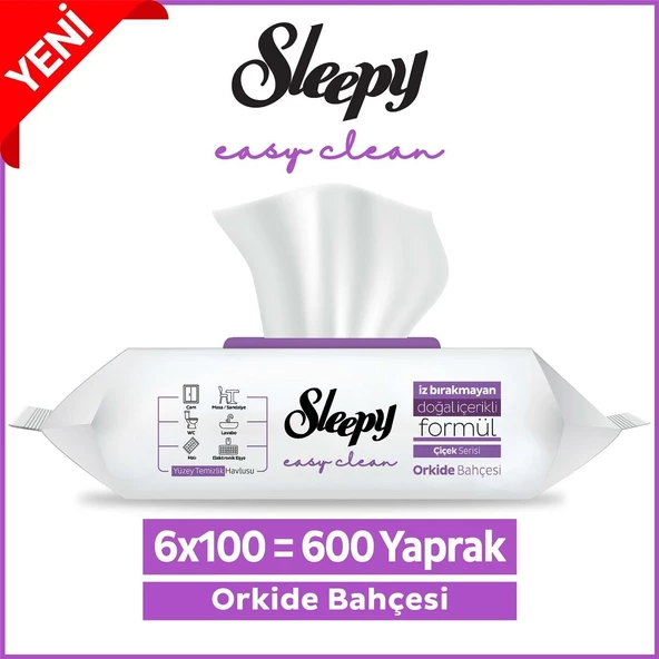 Sleepy Easy Clean Orkide Bahçesi Yüzey Temizlik Havlusu 6X100 (600 Yaprak) ürün görseli 1