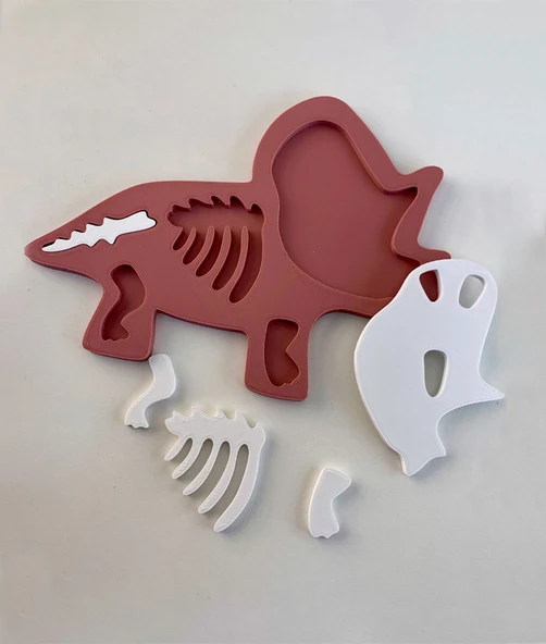Triceratops Dinazor Çocuk Okul Kreş Eğitici Öğretici Sevimli Puzzle ürün görseli 1