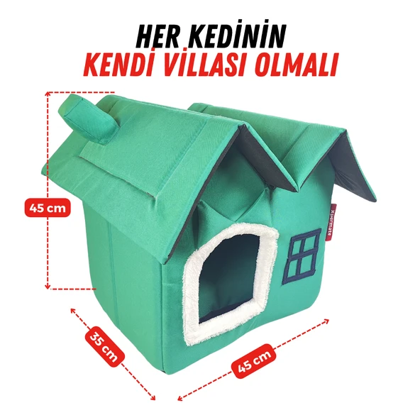 XPERMATE Pet Villa Kedi Evi Kedi Villası Kedi Kulübesi Kedi Evleri Turkuaz ürün görseli 1