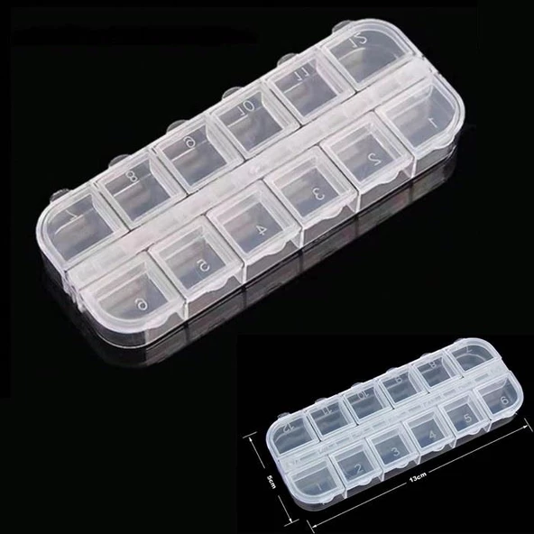 Organizer Malzeme Kutusu 12 Bölmeli Şeffaf PBB040-13 (#18) Setbox 130x50x15mm ürün görseli 1