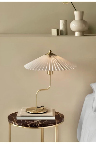 burenze Exclusive Collection Krem Şapka Tasarım Umbrella Abajur Eskitme Gold Sarı ürün görseli 1