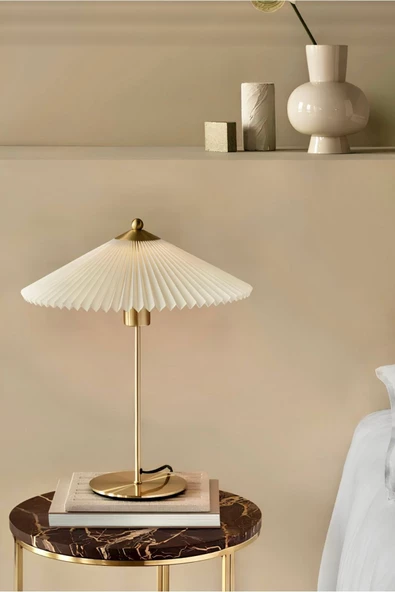 burenze Exclusive Collection Krem Şapka Tasarım Umbrella Abajur Eskitme Gold Sarı ürün görseli 1