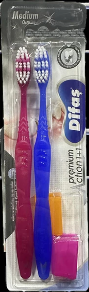 Difaş Premium Action Kapaklı Diş Fırçası Medium 1+1 ürün görseli 1