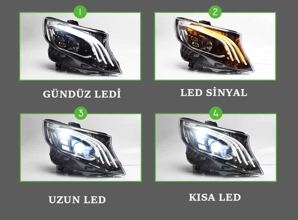 W447 VITO IÇIN MAYBACH GÖRÜNÜM LED FAR - Resim 2