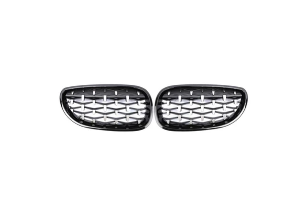 5 SERISI E60 2004-2009 IÇIN UYUMLU DIAMOND PANJUR (BÖBREK) PIANO BLACK  ÇERÇEVE ürün görseli 1