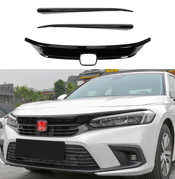 CIVIC FE1 2022 IÇIN UYUMLU  PANJUR KAPLAMA - PIANO BLACK 3 PARÇA ürün görseli 1