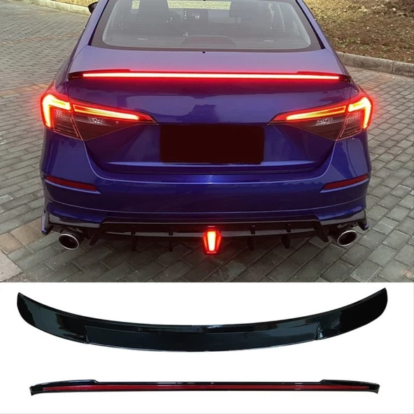 CIVIC FE1 2022 IÇIN UYUMLU  LED SPOILER (PARLAK SIYAH) ürün görseli 1