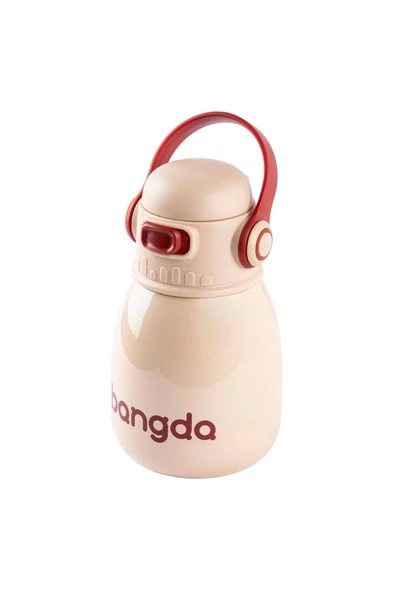 BANGDA BEJ ÇİFT KATMANLI TUTACAKLI PASLANMAZ ÇELİK ÇOCUK TERMOSU 600ML ürün görseli 1